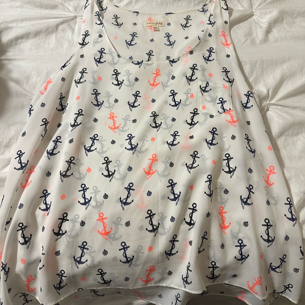 Maison Jules White Sleeveless Relaxed Tank Top